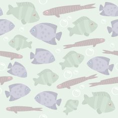 Seamless fishes pattern in pale green colors N2