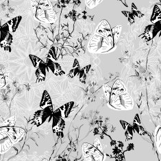 seamless floral background with butterflies N8