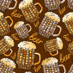 Seamless pattern with mug of beer