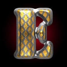 vector silver and golden figure e