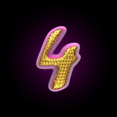 vector golden and pink letter 4