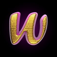 vector golden and pink letter w