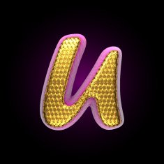 vector golden and pink letter u