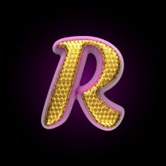 vector golden and pink letter r
