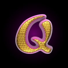 vector golden and pink letter q