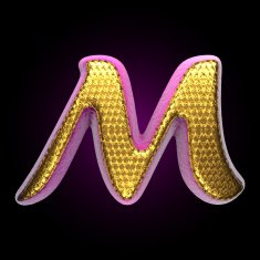 vector golden and pink letter m