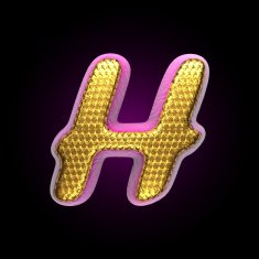 vector golden and pink letter h