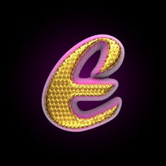 vector golden and pink letter e