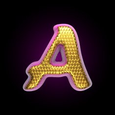 vector golden and pink letter a
