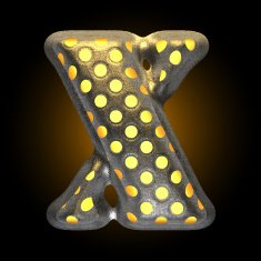 vector metal with glow dots figure x