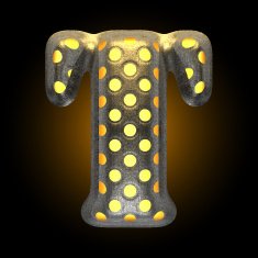 vector metal with glow dots figure t