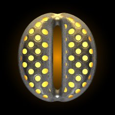 vector metal with glow dots figure o