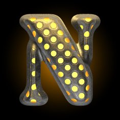 vector metal with glow dots figure n