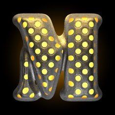 vector metal with glow dots figure m