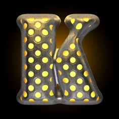 vector metal with glow dots figure k