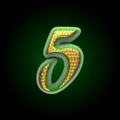 vector golden and green letter 5