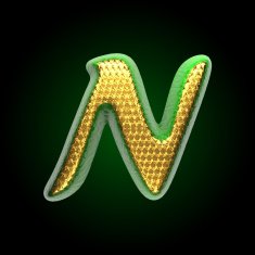 vector golden and green letter n