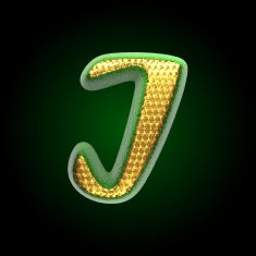 vector golden and green letter i