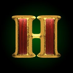 vector golden figure with red wood h