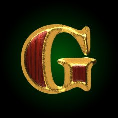 vector golden figure with red wood g