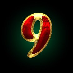 vector golden and red letter 9