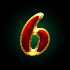vector golden and red letter 6
