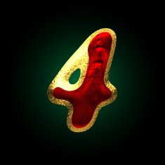 vector golden and red letter 4