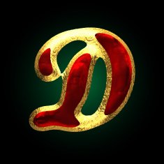 vector golden and red letter d
