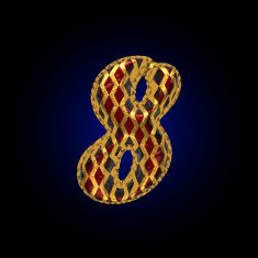 vector golden and red letter 8 N2