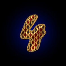 vector golden and red letter 4 N2