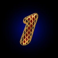 vector golden and red letter 1