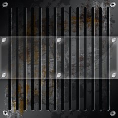 mirror label metallic grille rusty background