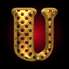 vector golden and red letter u N2