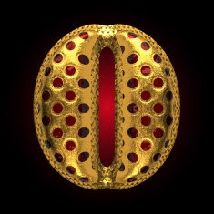 vector golden and red letter o