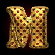 vector golden and red letter m N2