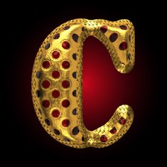 vector golden and red letter c