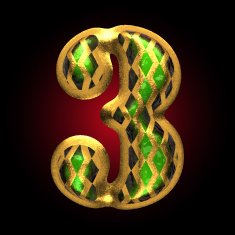 vector golden and green letter 3 N3