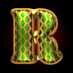 vector golden and green letter r N2