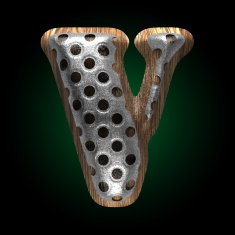 vector metal and wood figure v