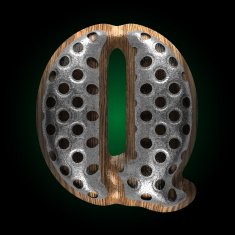 vector metal and wood figure q