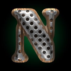 vector metal and wood figure h