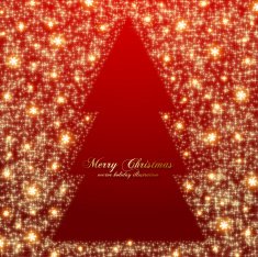 Christmas Tree Frame on Sparkly Background