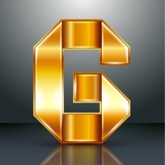 Letter metal gold ribbon - G