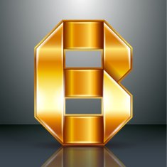 Letter metal gold ribbon - B
