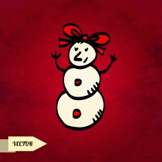 Holiday card with sketch snowman N2
