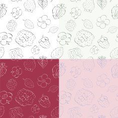 strawberries and flowers - seamless pattern