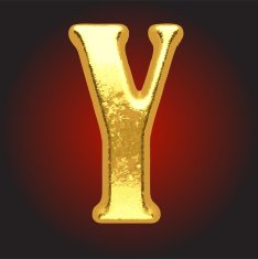 Vector golden letter y on red