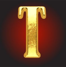 Vector golden letter t on red