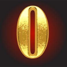 Vector golden letter o on red