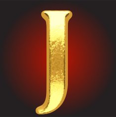 Vector golden letter j on red